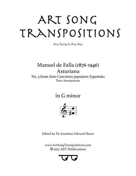 DE FALLA: Asturiana (transposed to G minor)