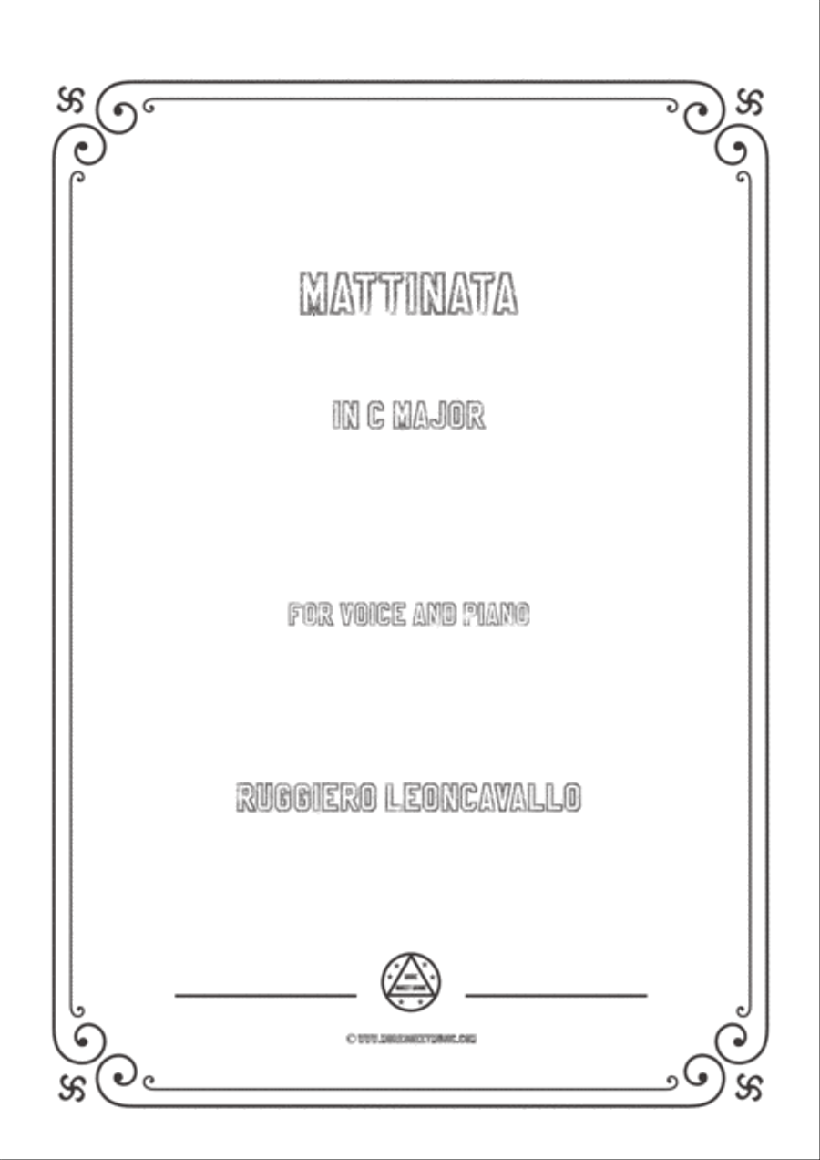 Leoncavallo-Mattinata in C Major,for Voice and Piano Voice Solo scores gallery preview page 1