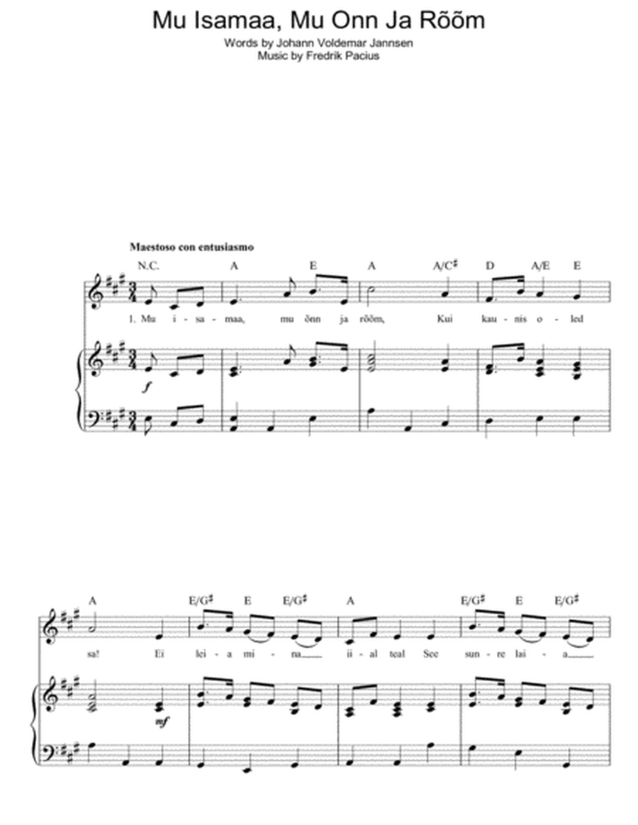 Mu Isamaa, Mu Onn Ja Room (Estonian National Anthem)