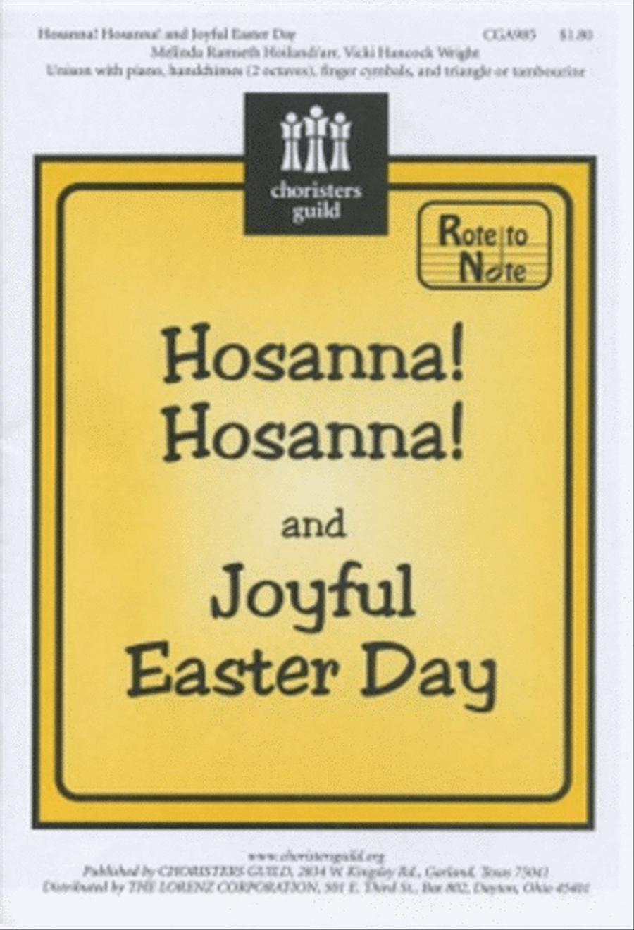 Hosanna Hosanna And Joyful Easter Day Unison Choir scores gallery preview page 1