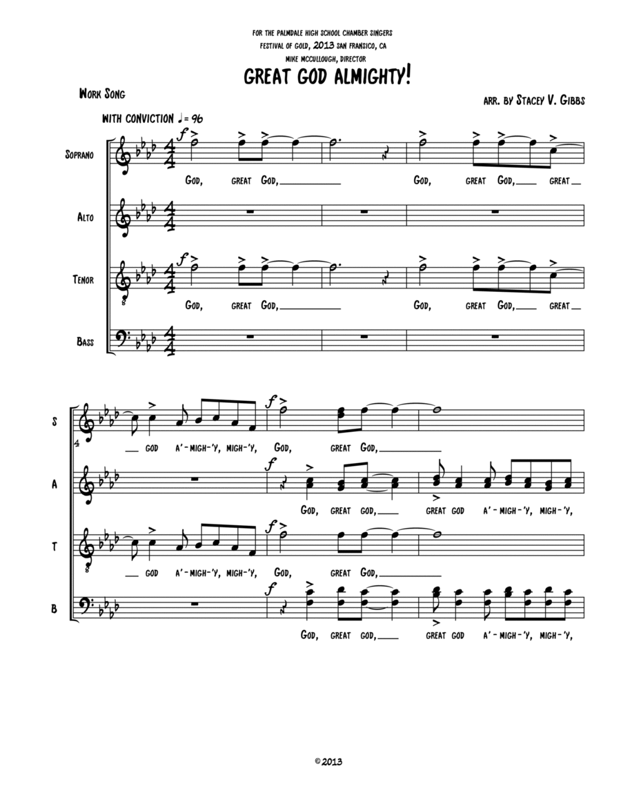 Great God Almighty (arr. Stacey V. Gibbs) 4-Part scores gallery preview page 1