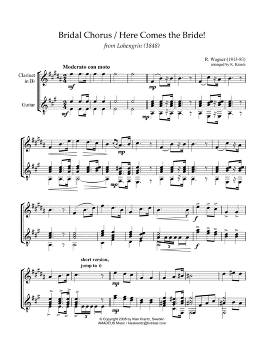 Bridal Chorus / Here Comes the Bride! for clarinet in Bb and guitar image number null