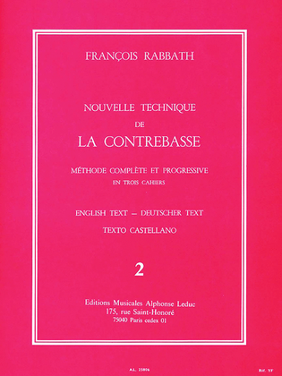 Book cover for Nouvelle Technique de la Contrebasse - Volume 2