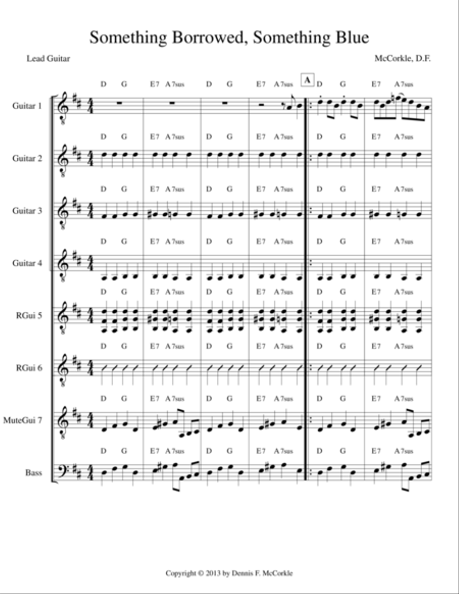 Something Borrowed, Something Blue (for Guitar Ensemble) Guitar Ensemble scores gallery preview page 1