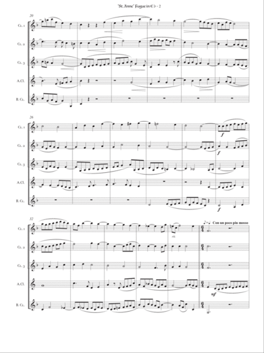 "St Anne" Fugue in E-flat BWV 552 for clarinet choir image number null