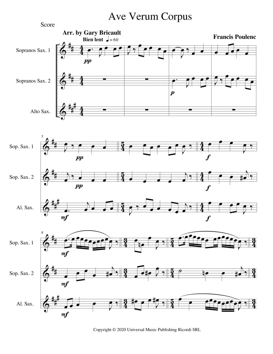 Ave Verum Corpus Ave Verum Corpus Woodwind Trio scores gallery preview page 1