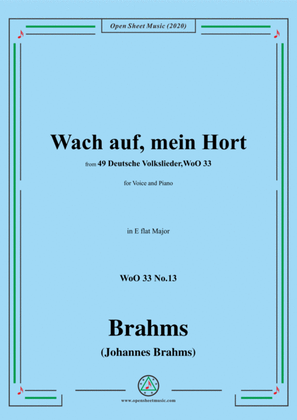 Brahms-Wach auf,mein Hort,WoO 33 No.13,in E flat Major,for Voice and Piano