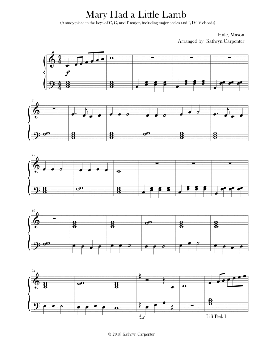 Mary Had a Little Lamb Piano Method scores gallery preview page 1