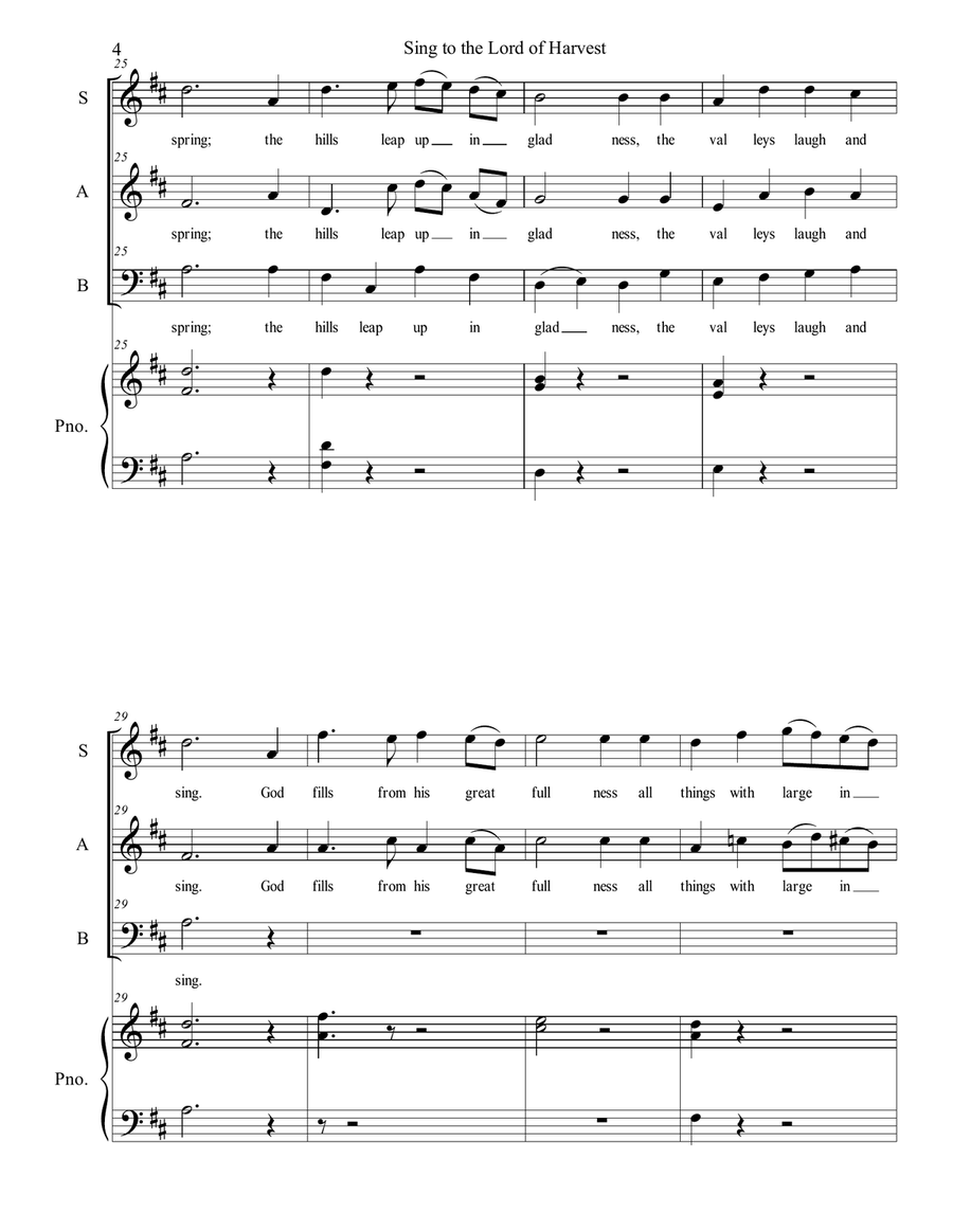 Sing to the Lord of Harvest 3-Part scores gallery preview page 4