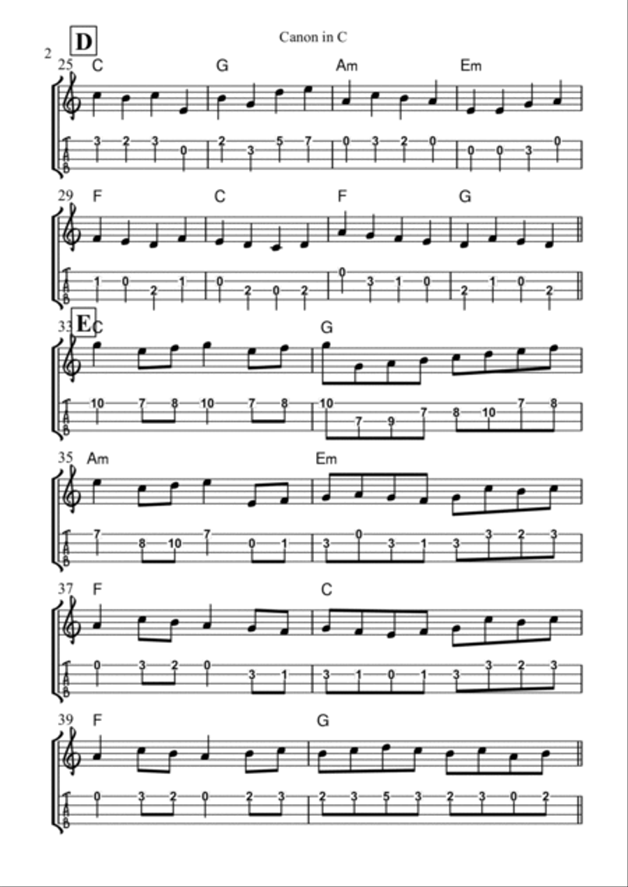 Canon in C for Ukulele Canon in C for Ukulele Small Ensemble scores gallery preview page 2