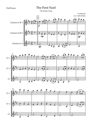 The First Noel (Christmas Song) for Clarinet Trio