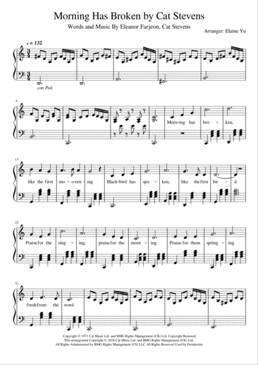 Morning Has Broken Voice scores gallery preview page 1