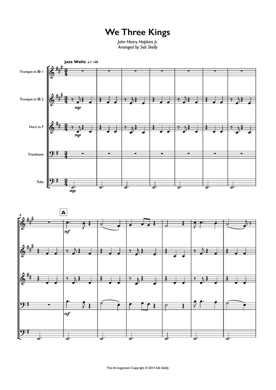 We Three Kings (Big Band Style) Brass Quintet Brass Quintet scores gallery preview page 1