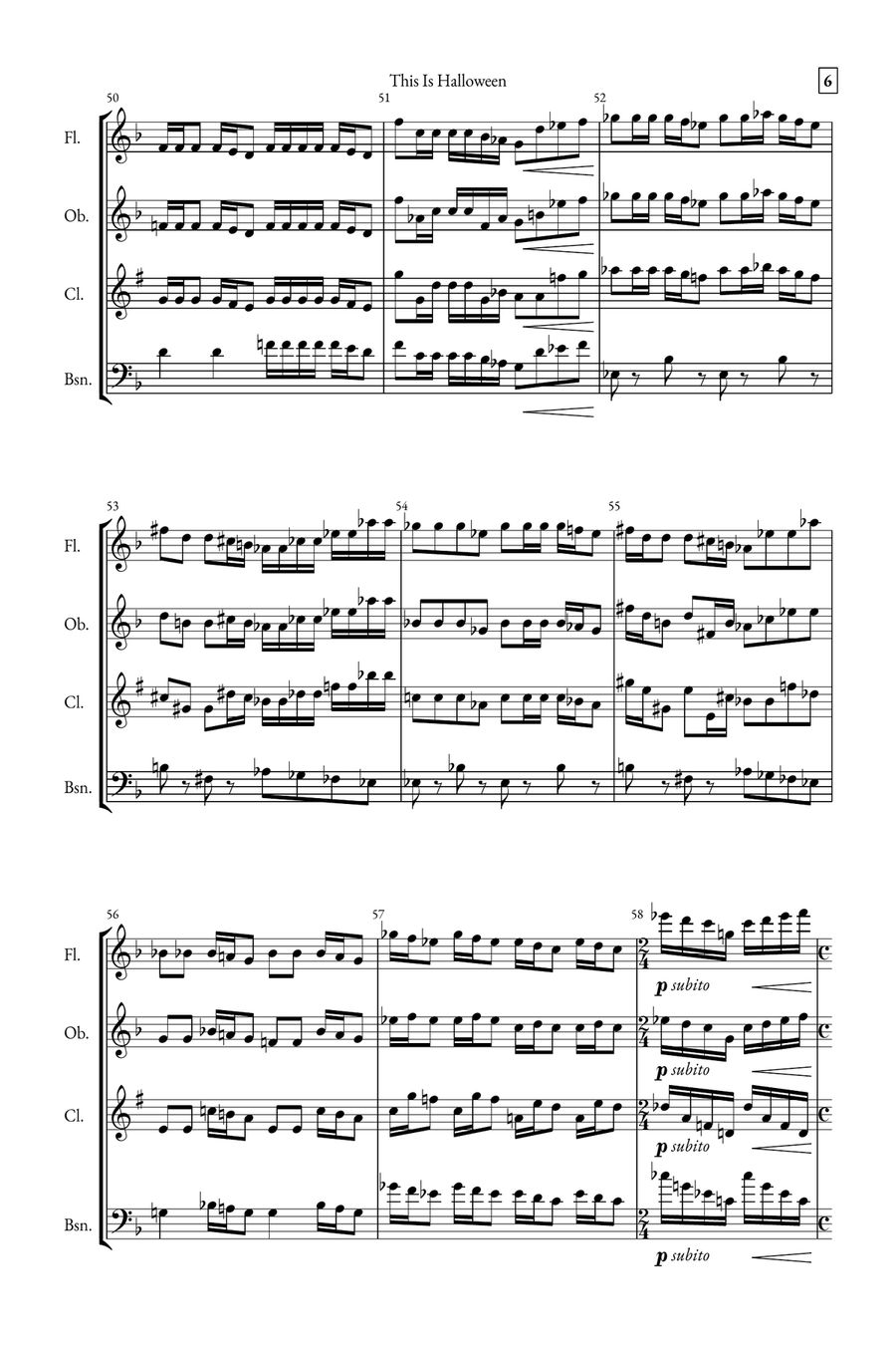 This Is Halloween Woodwind Quartet scores gallery preview page 6