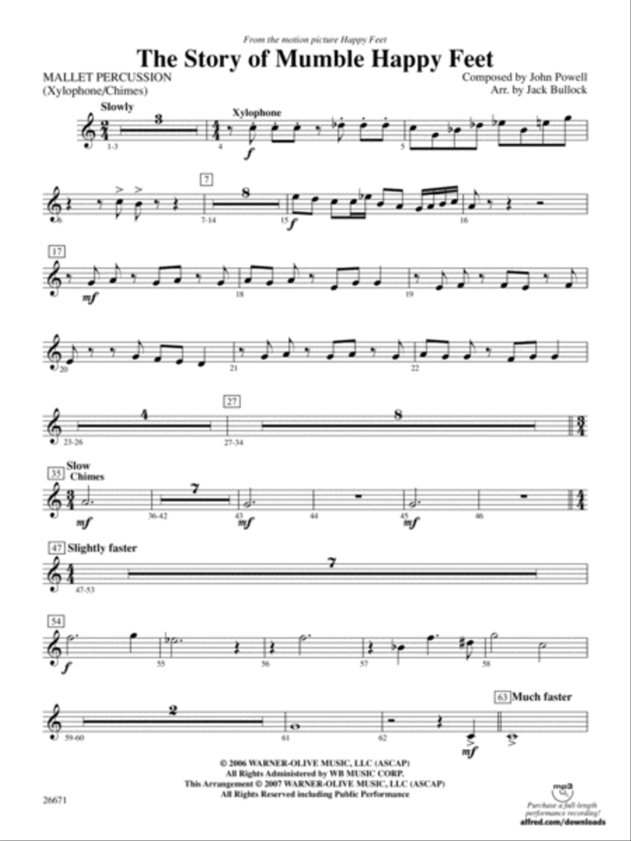 The Story of Mumble Happy Feet: Mallets Full Orchestra scores gallery preview page 1