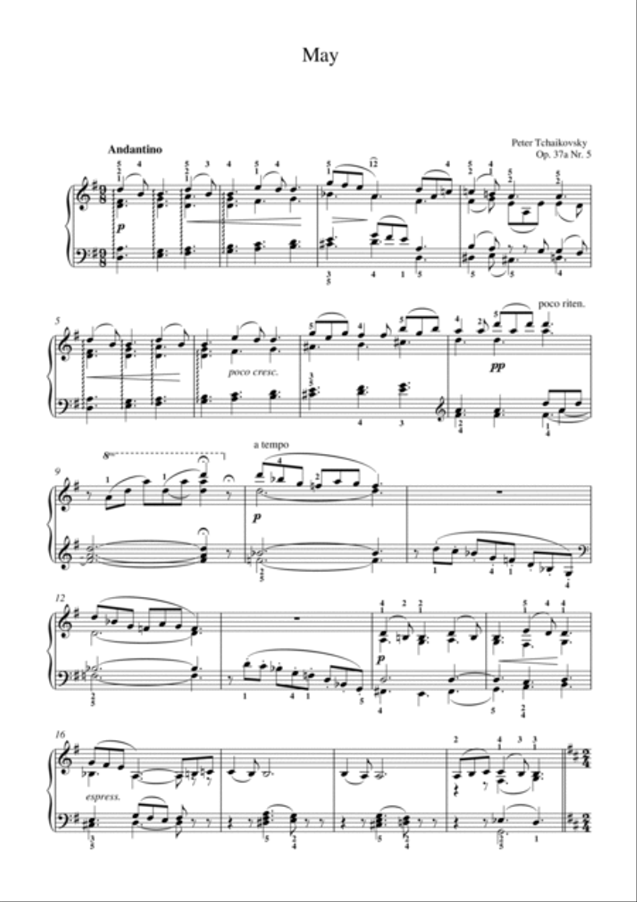 Tchaikovsky-May(White Nights)(Piano) Piano Solo scores gallery preview page 2