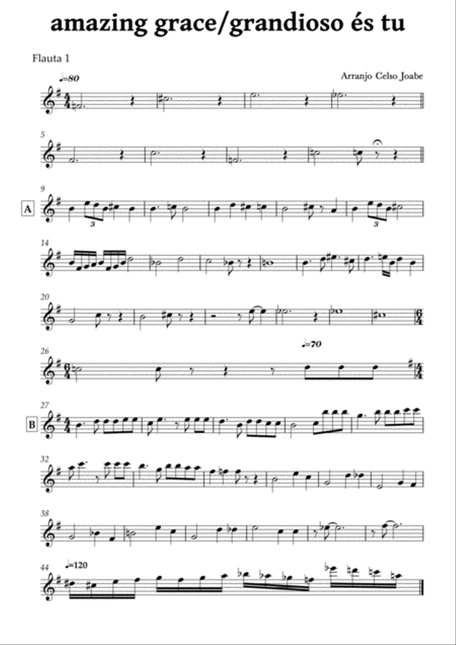 Amazing Grace/ Grandioso es tú Flute Solo scores gallery preview page 5