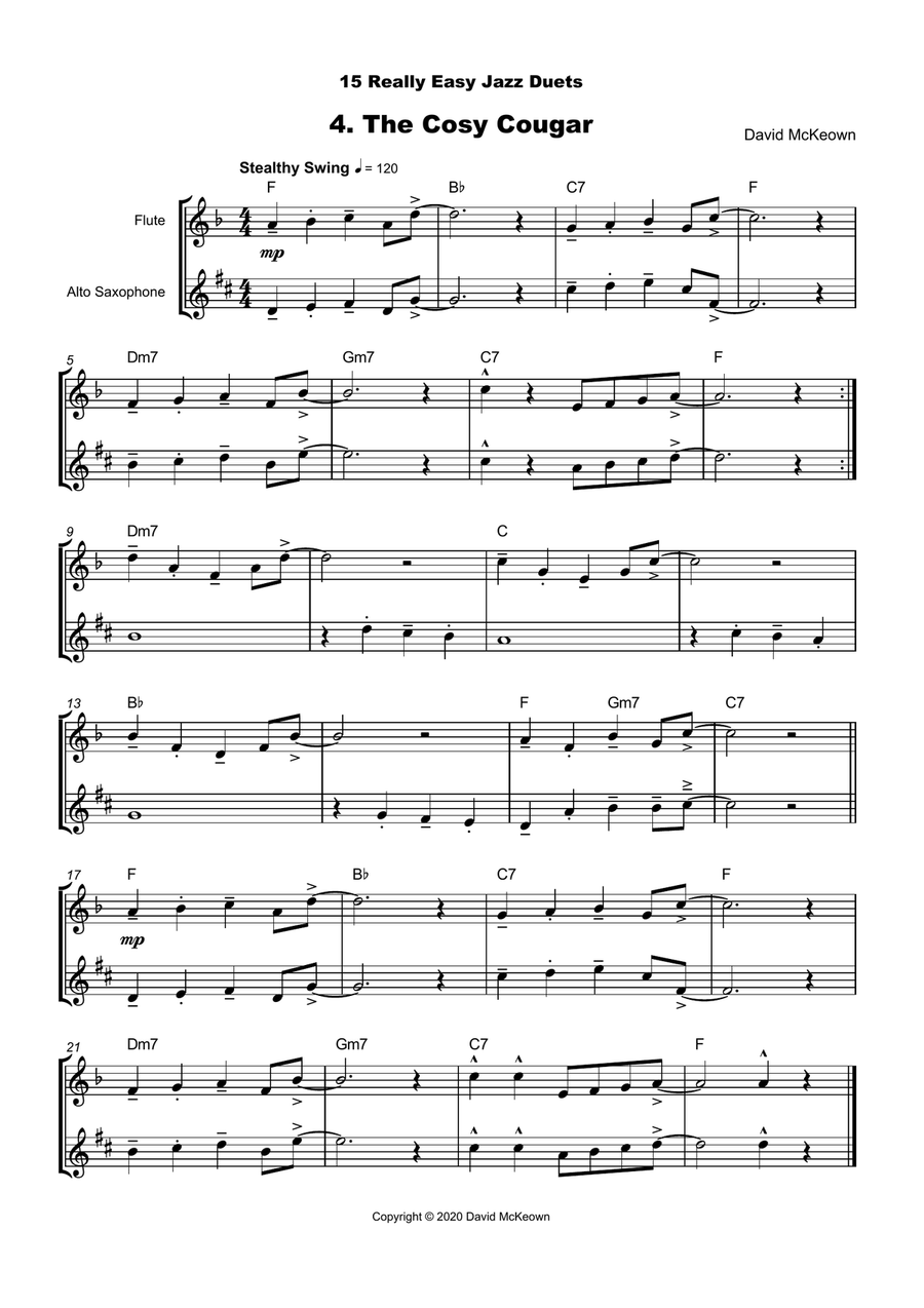 15 Really Easy Jazz Duets for Flute and Alto Saxophone Duet Woodwind Duet scores gallery preview page 5