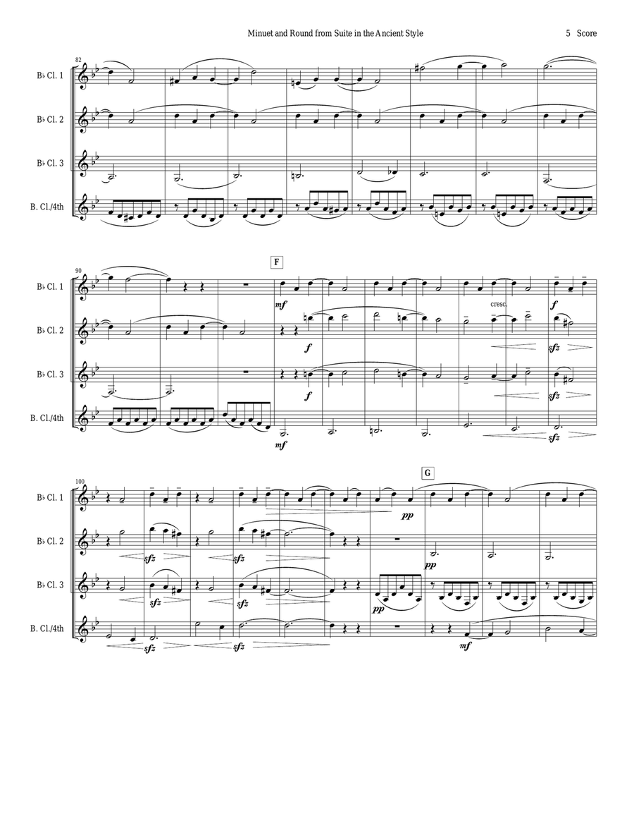 Minuet and Round from d'Indy Suite in the Ancient Style set for Clarinet Quartet Clarinet Quartet scores gallery preview page 5