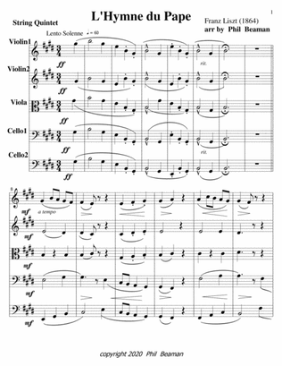 L'Hymne du Pape-Liszt-string quintet
