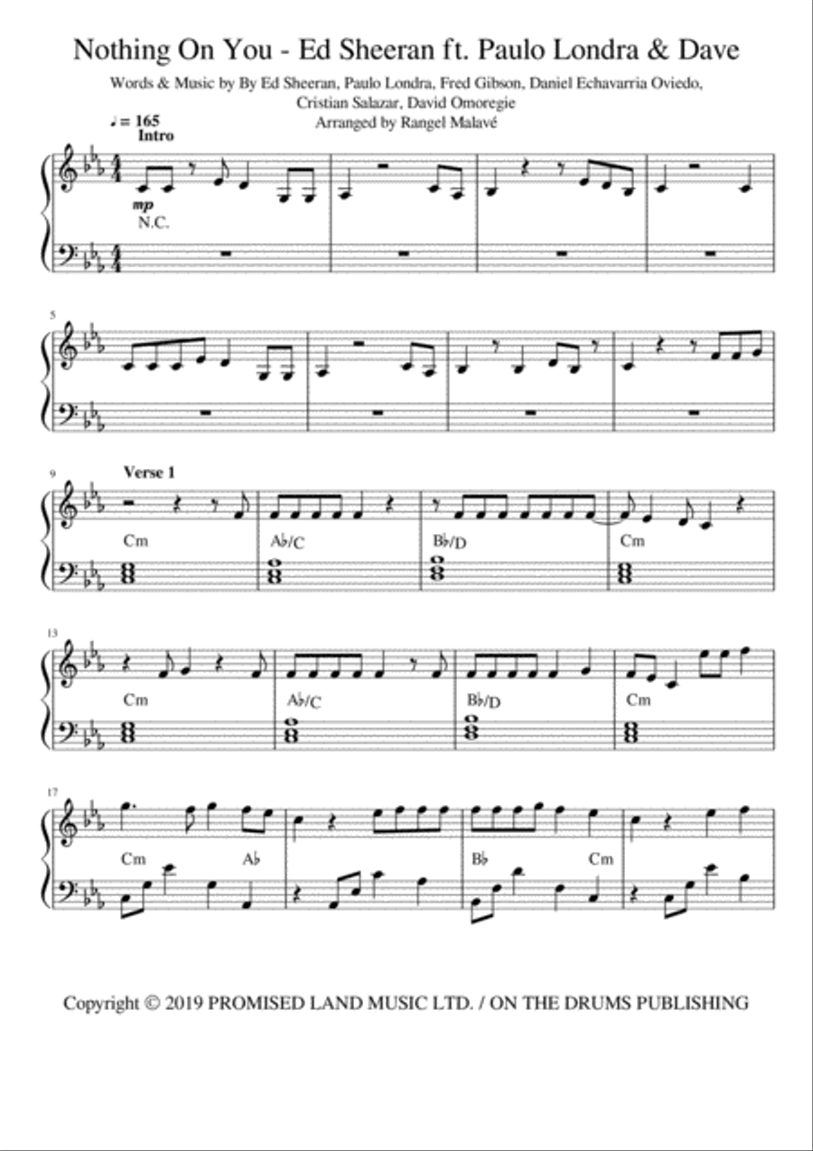 Nothing On You Voice scores gallery preview page 1