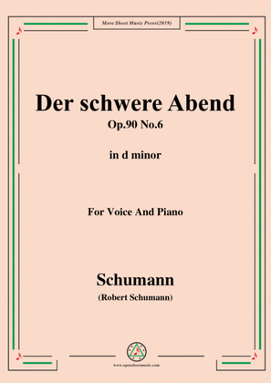 Book cover for Schumann-Der schwere Abend,Op.90 No.6,in d minor,for Voice&Piano