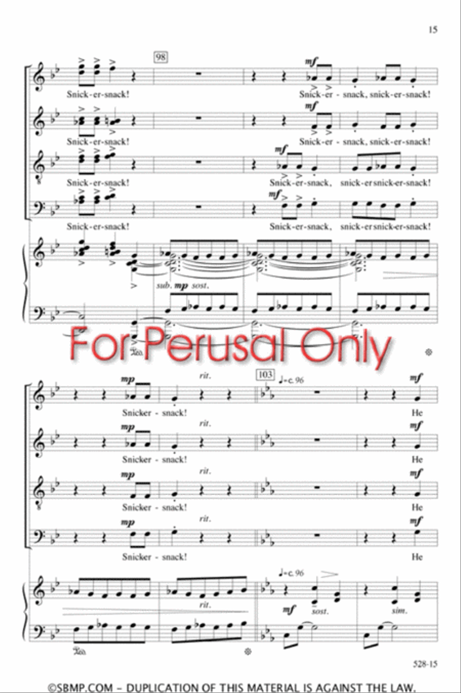 Jabberwocky - SATB Octavo 4-Part scores gallery preview page 14