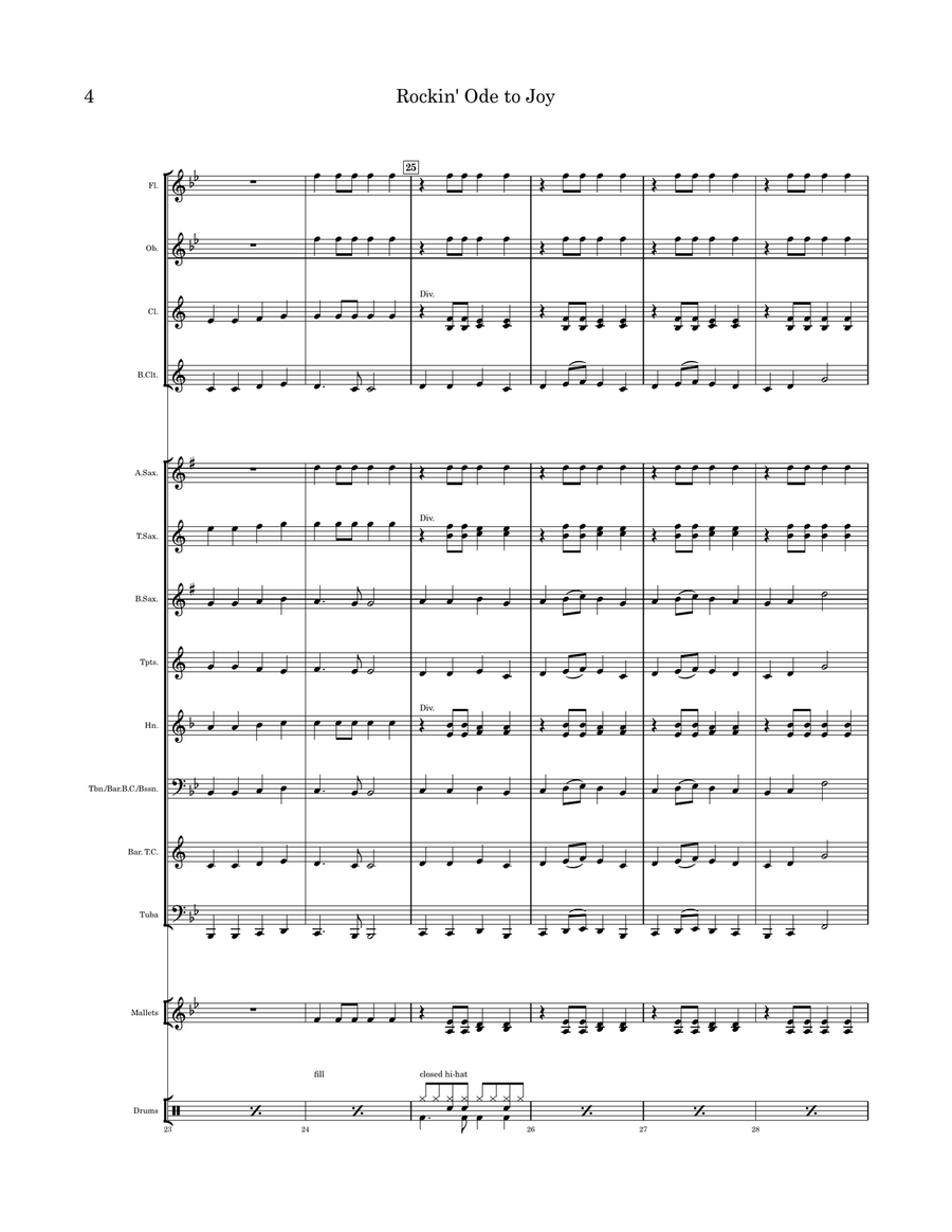 Rockin’ Ode to Joy Concert Band scores gallery preview page 5