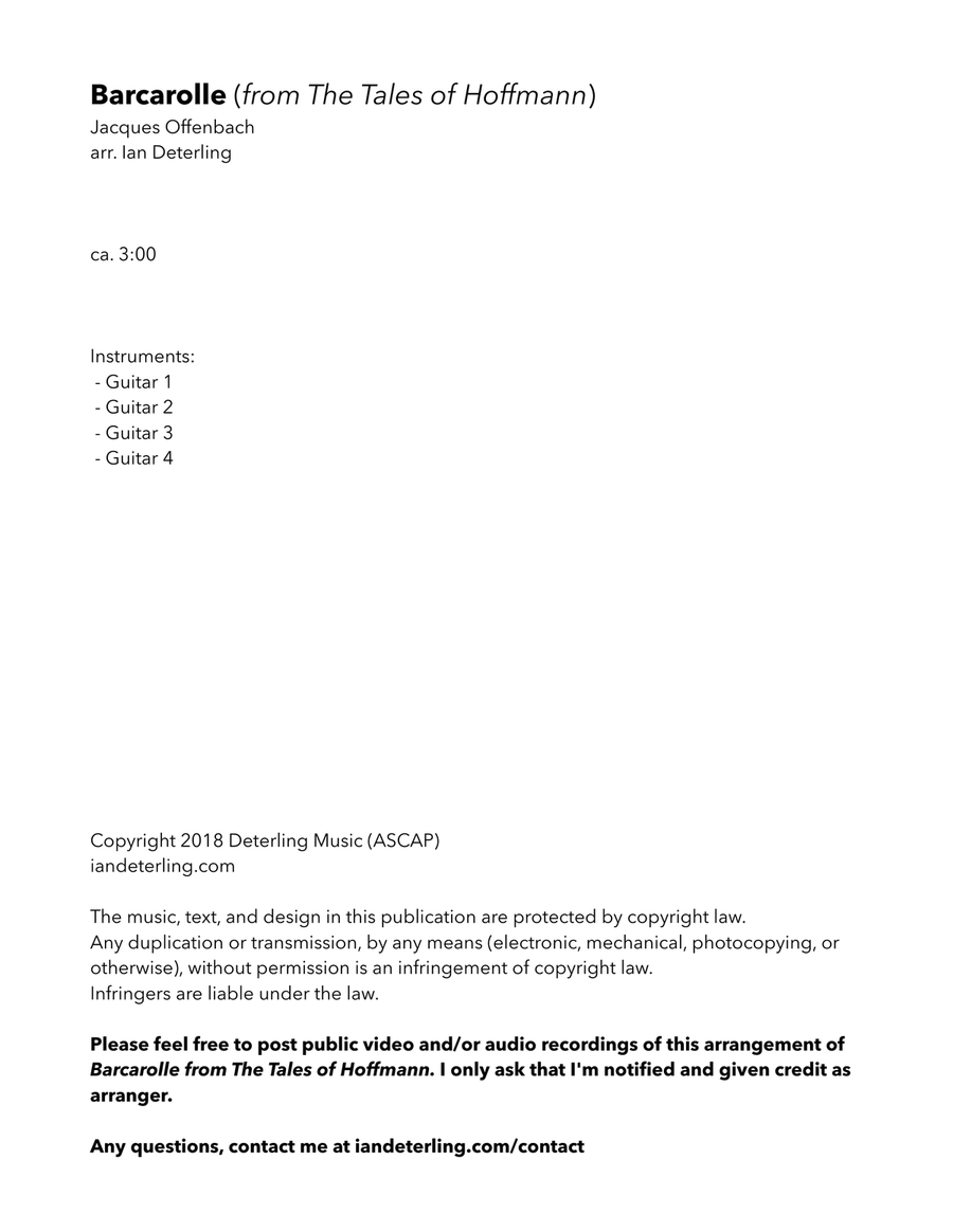 Barcarolle (for Guitar Quartet) Guitar Ensemble scores gallery preview page 3