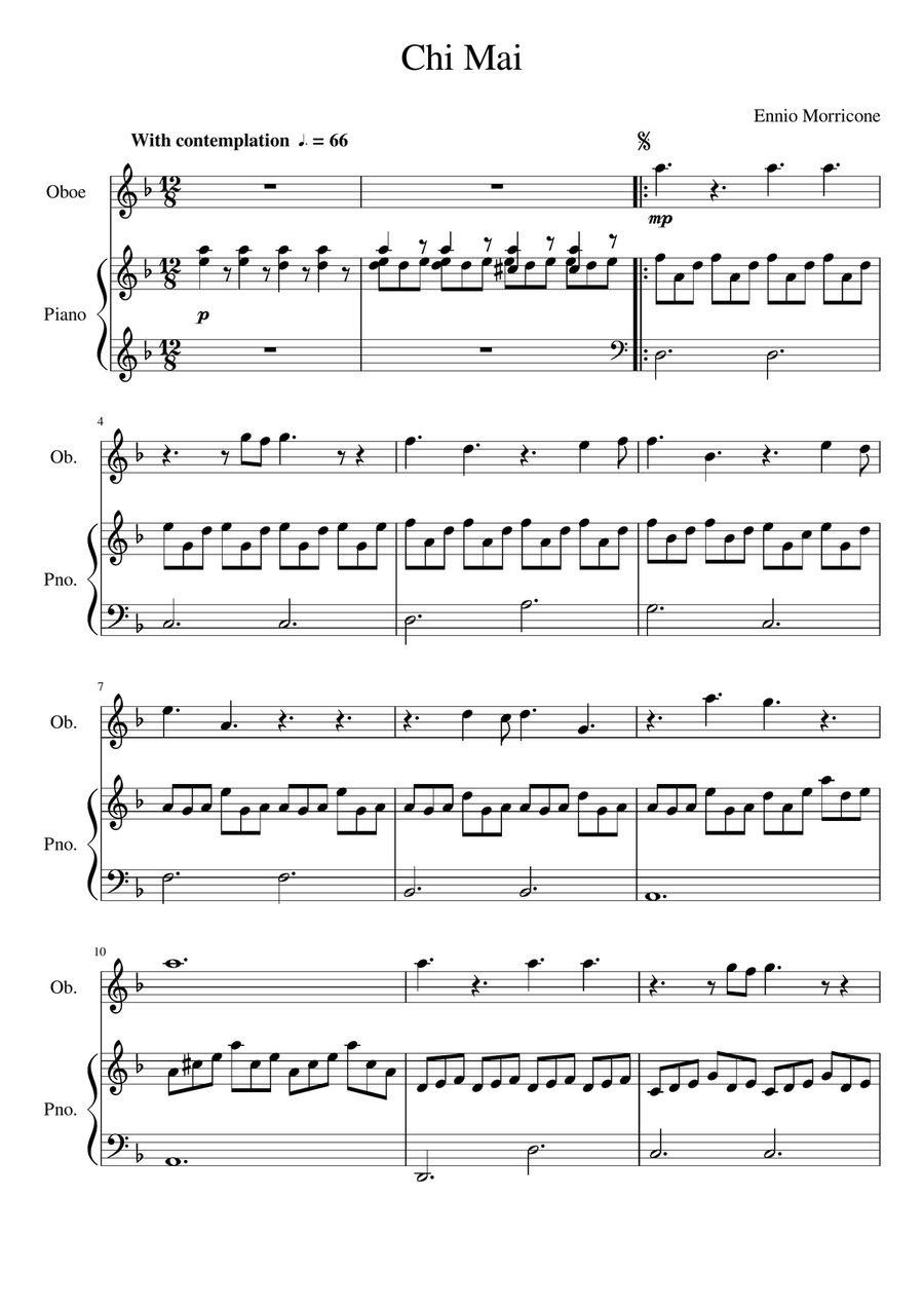 Chi Mai Piano scores gallery preview page 1