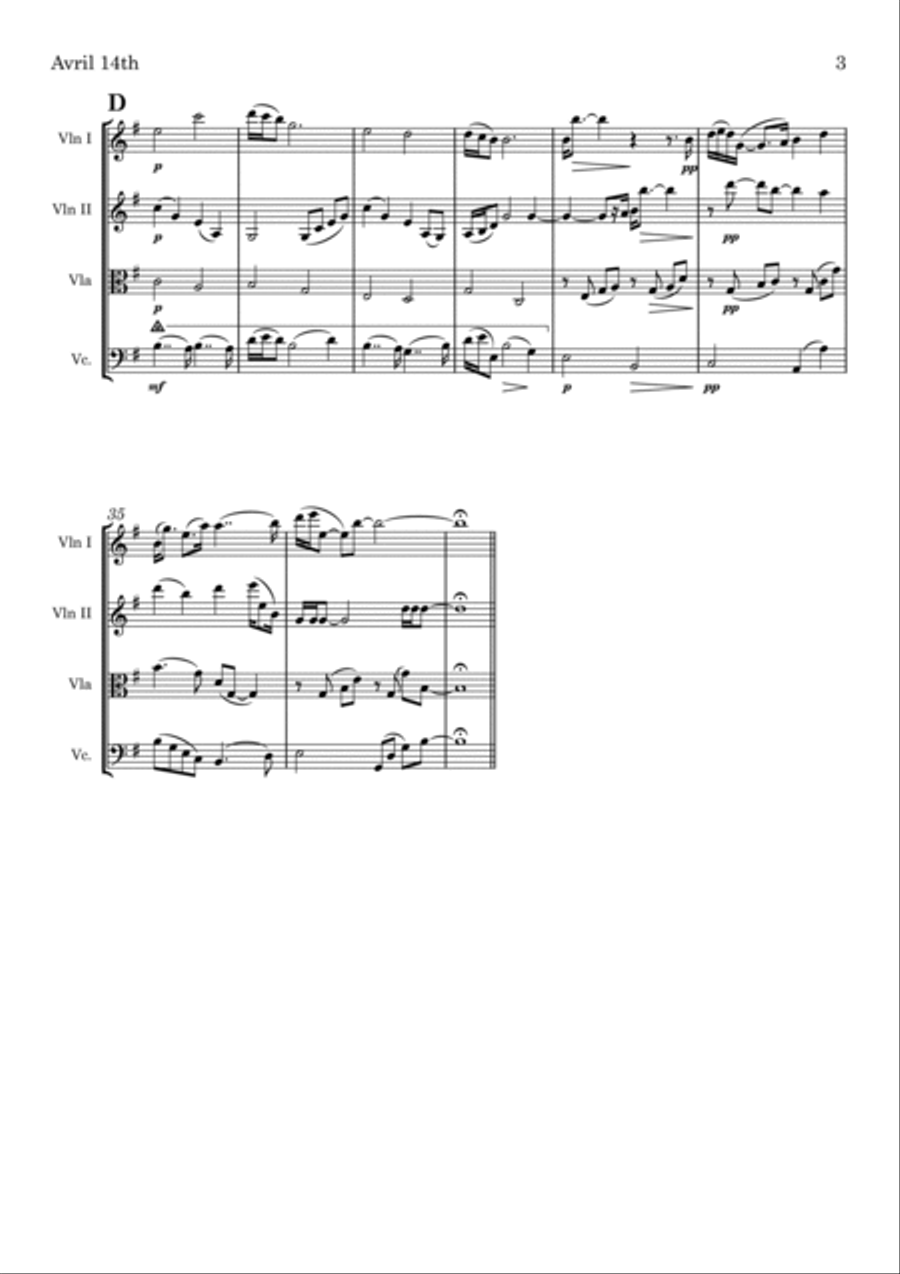 Avril 14th String Quartet scores gallery preview page 3