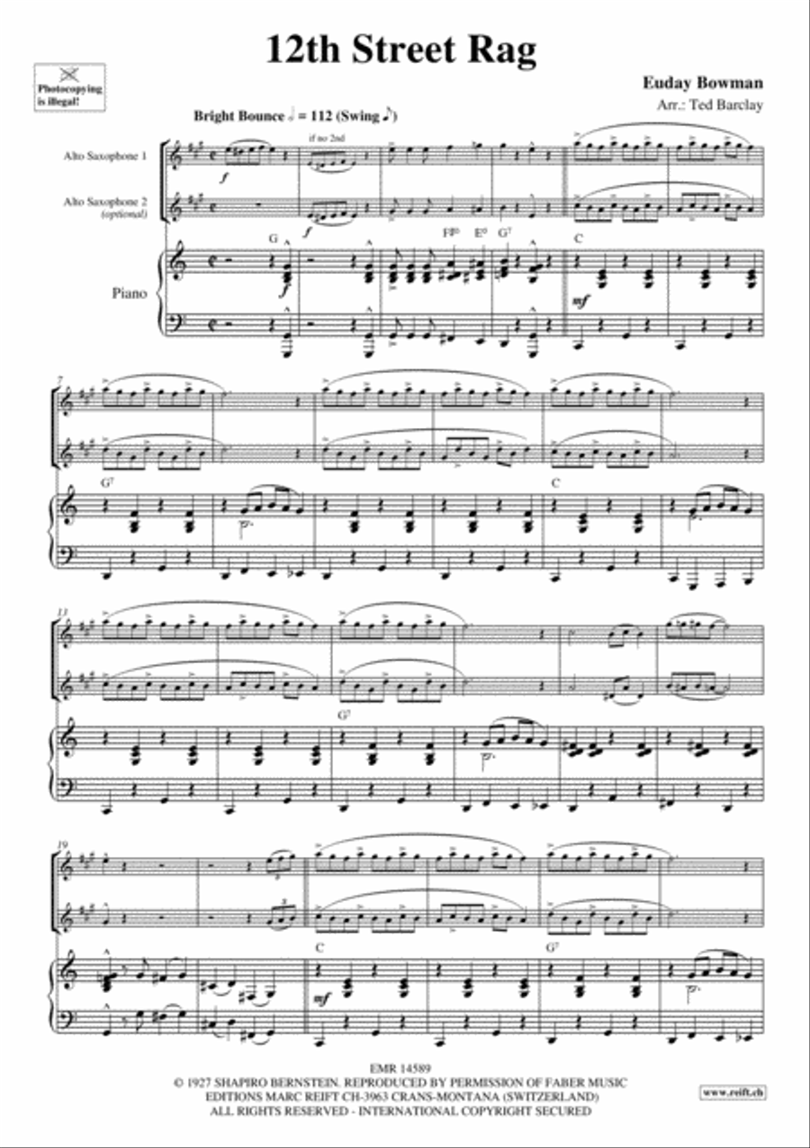 12th Street Rag 12th Street Rag Alto Saxophone scores gallery preview page 3