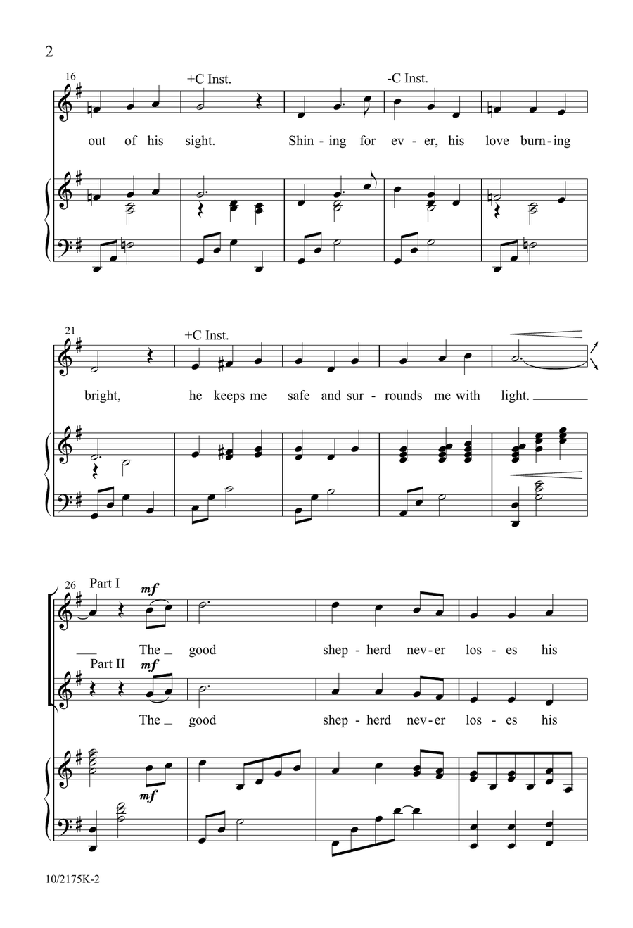 The Lord Never Closes His Eyes by David Angerman 2-Part - Digital Sheet Music page 2