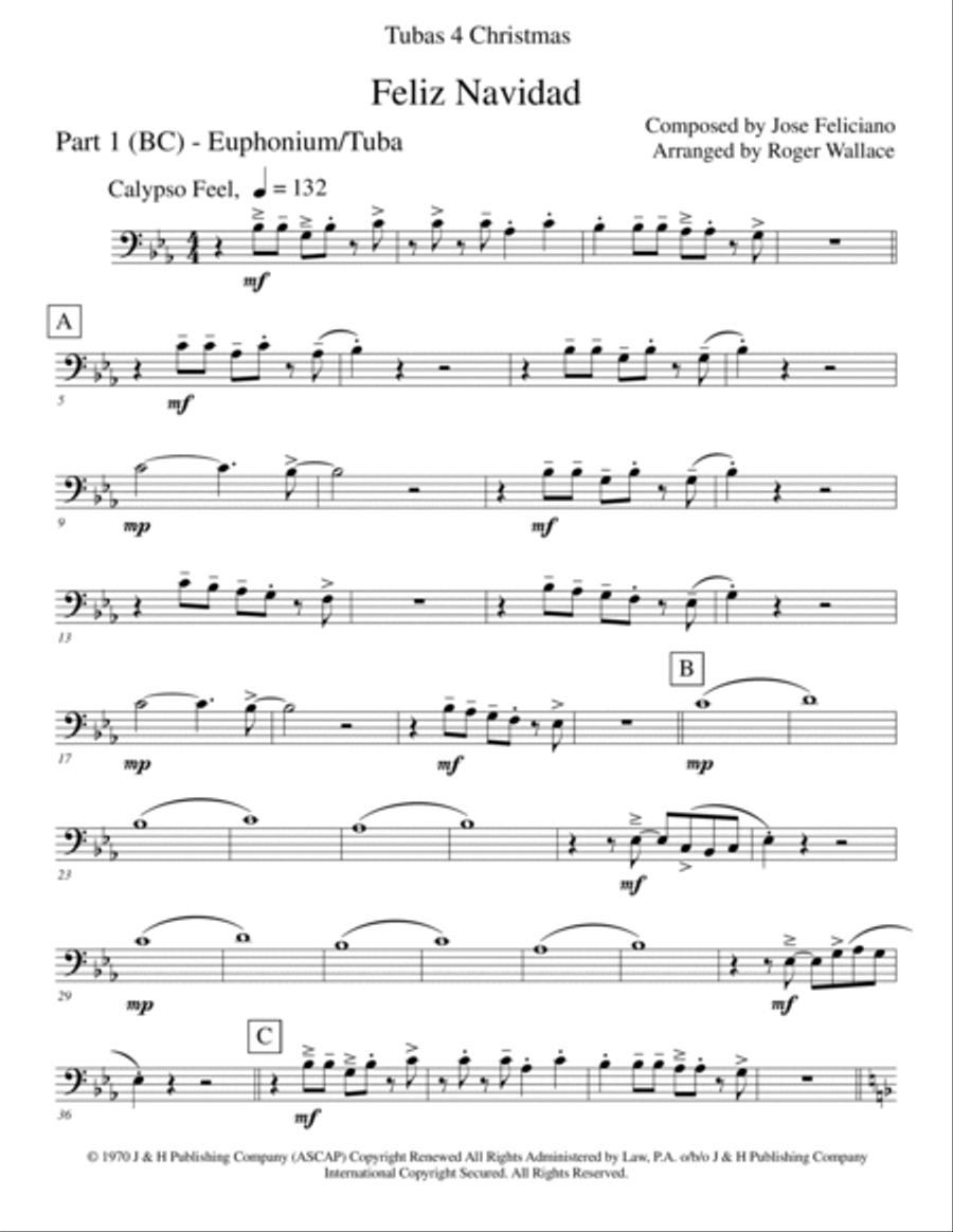 Feliz Navidad Brass Quartet scores gallery preview page 5