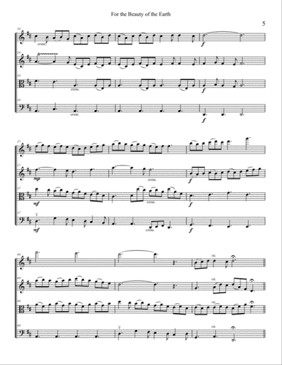 For the Beauty of The Earth String Quartet scores gallery preview page 5