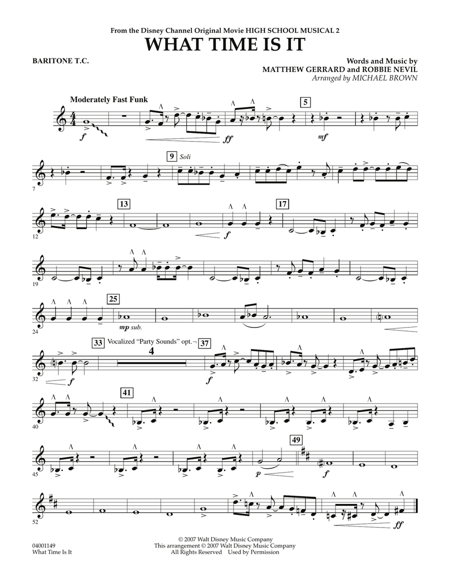 What Time Is It (from High School Musical 2) - Baritone T.C. Concert Band scores gallery preview page 1