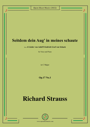 Book cover for Richard Strauss-Seitdem dein Aug' in meines schaute,in C Major