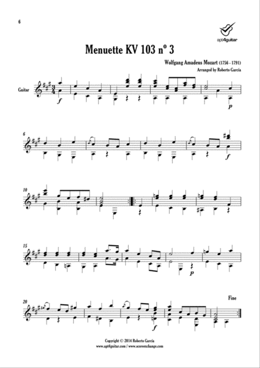 12 Menuette Acoustic Guitar scores gallery preview page 6