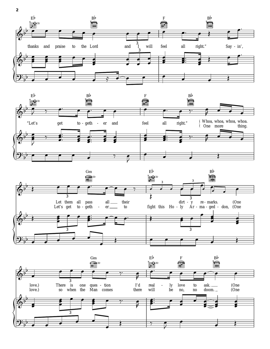 One Love Piano, Vocal, Guitar scores gallery preview page 2
