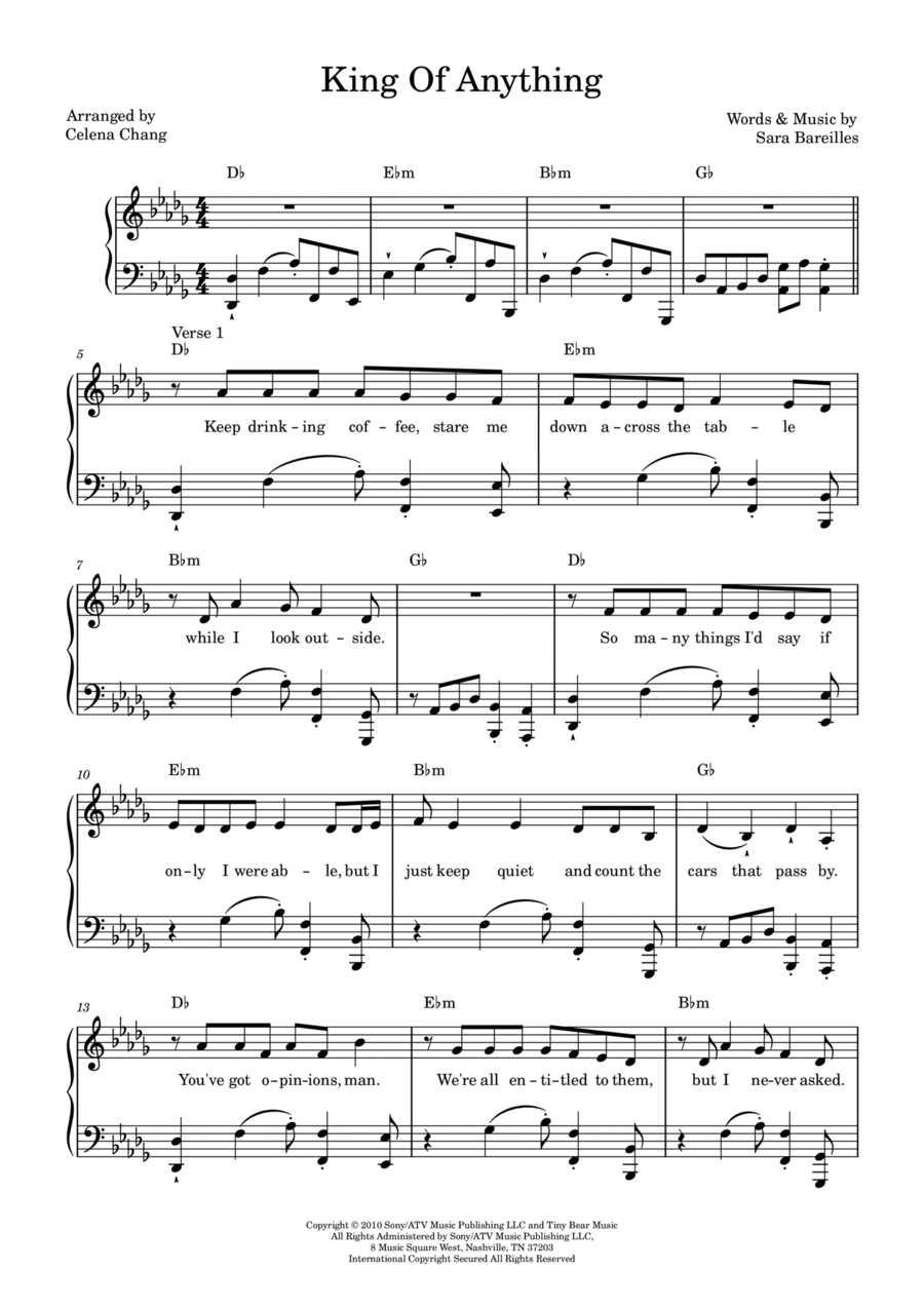 King Of Anything King Of Anything Piano Solo scores gallery preview page 1