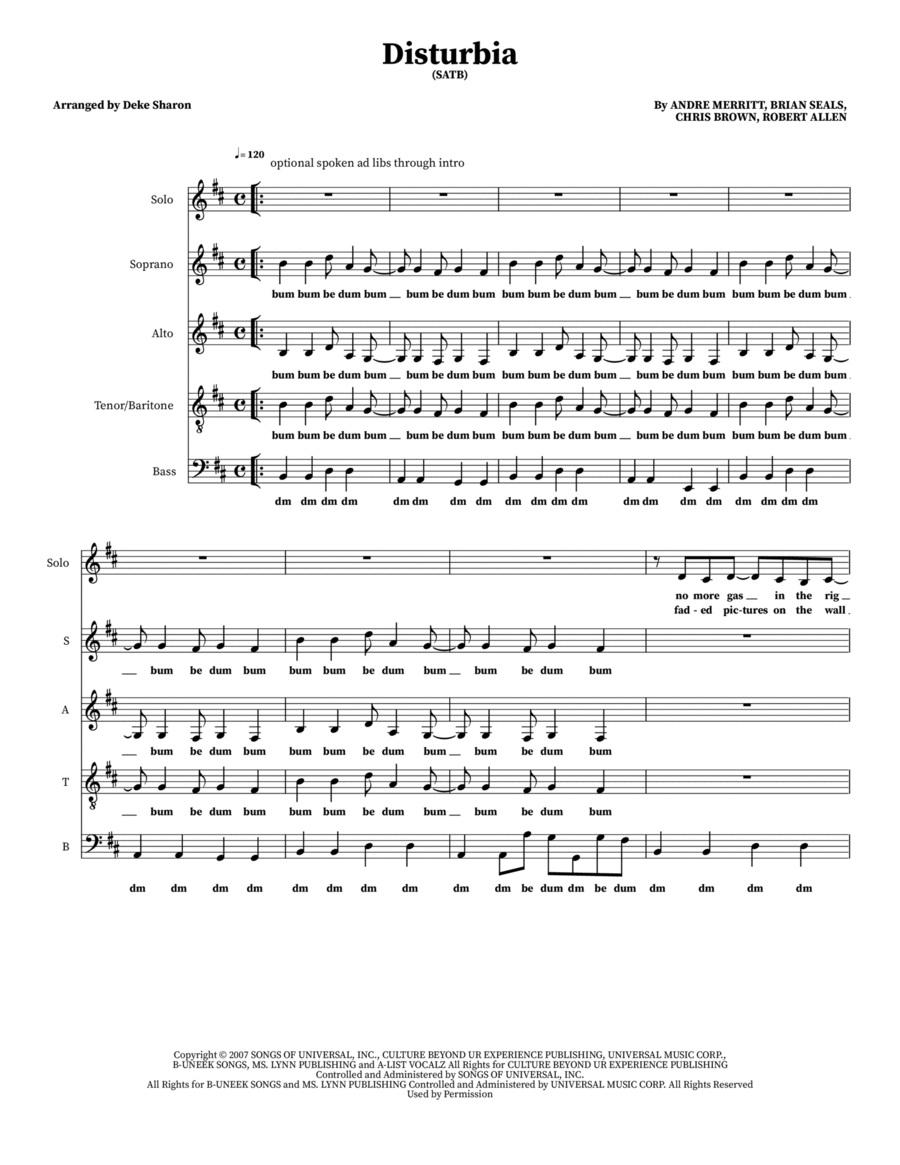 Disturbia Disturbia 4-Part scores gallery preview page 1