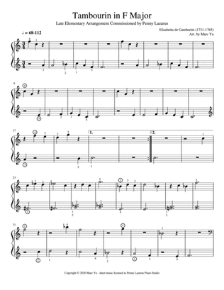 Tambourin - Late Elementary Piano Arrangement