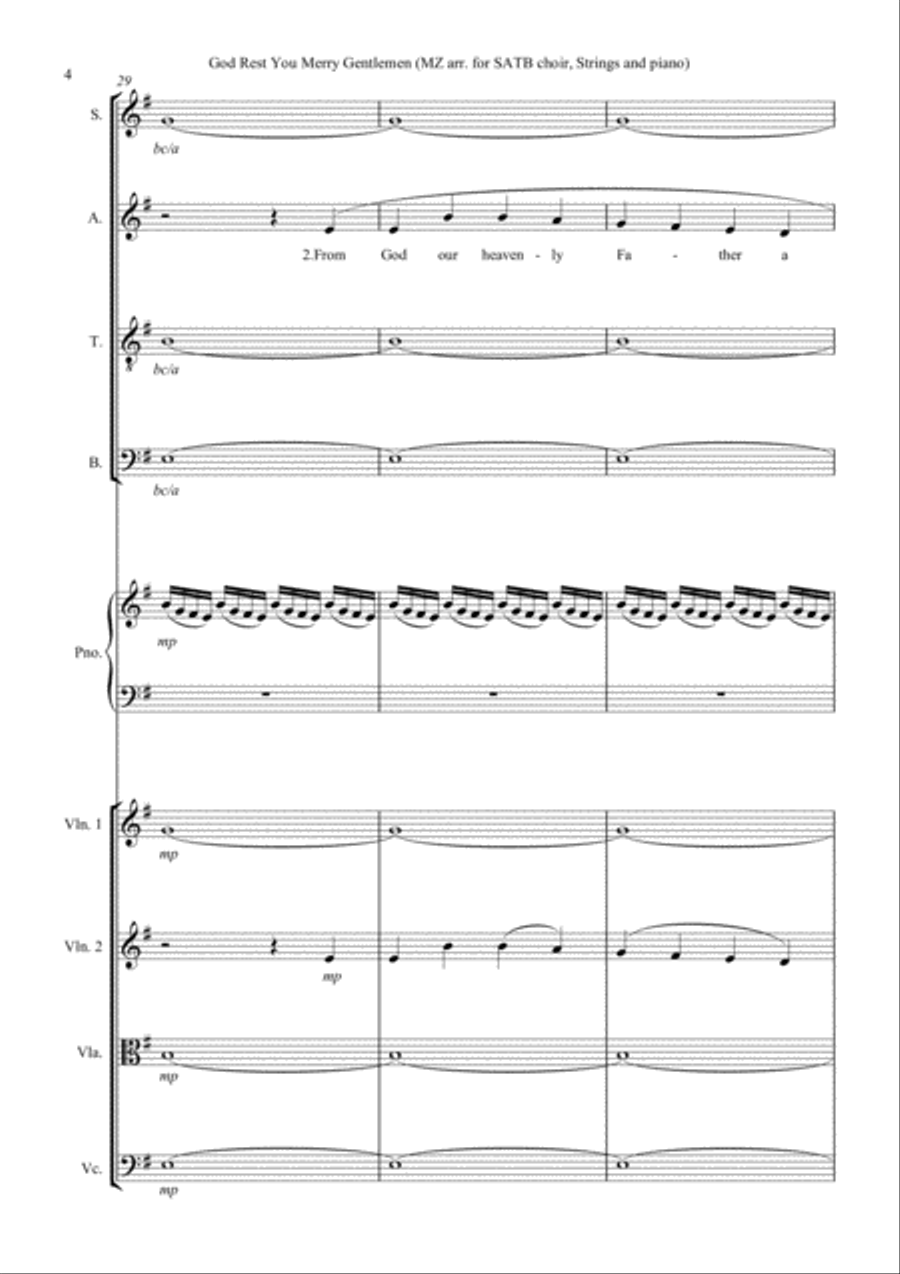 GOD REST YOU MERRY GENTLEMEN, for SATB choir, strings and piano 4-Part scores gallery preview page 4