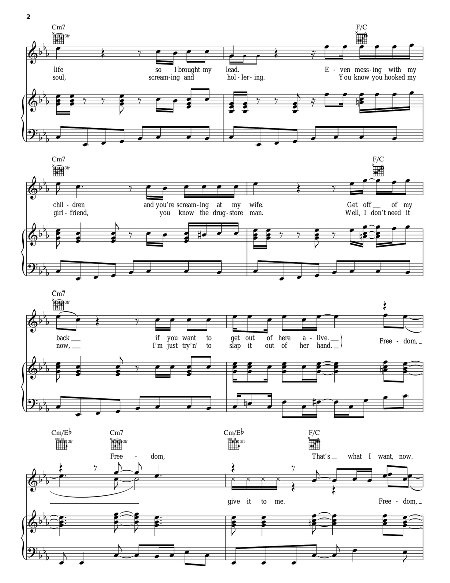 Freedom Freedom Piano, Vocal, Guitar scores gallery preview page 2