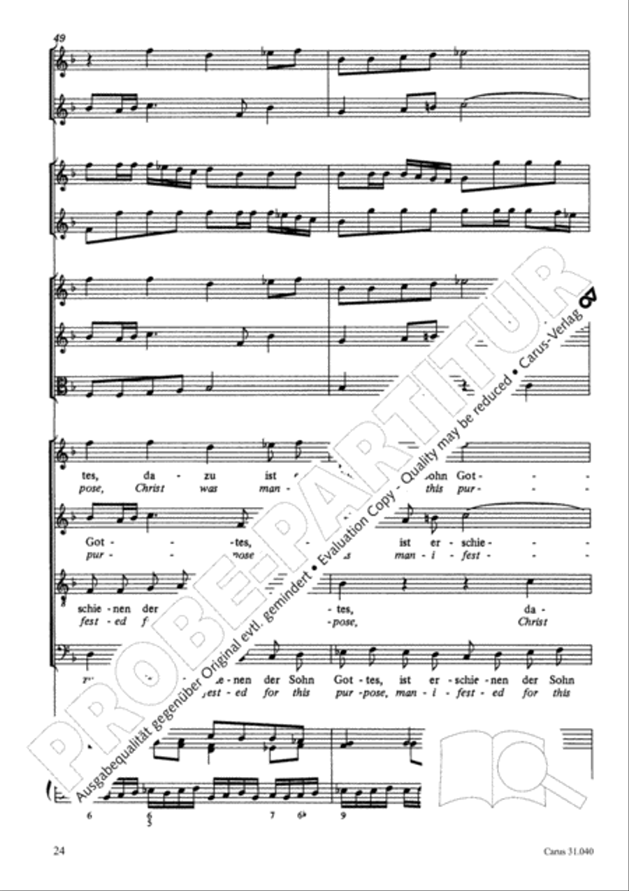 Christ was manifested for this purpose (Dazu ist erschienen der Sohn Gottes) ATB scores gallery preview page 25