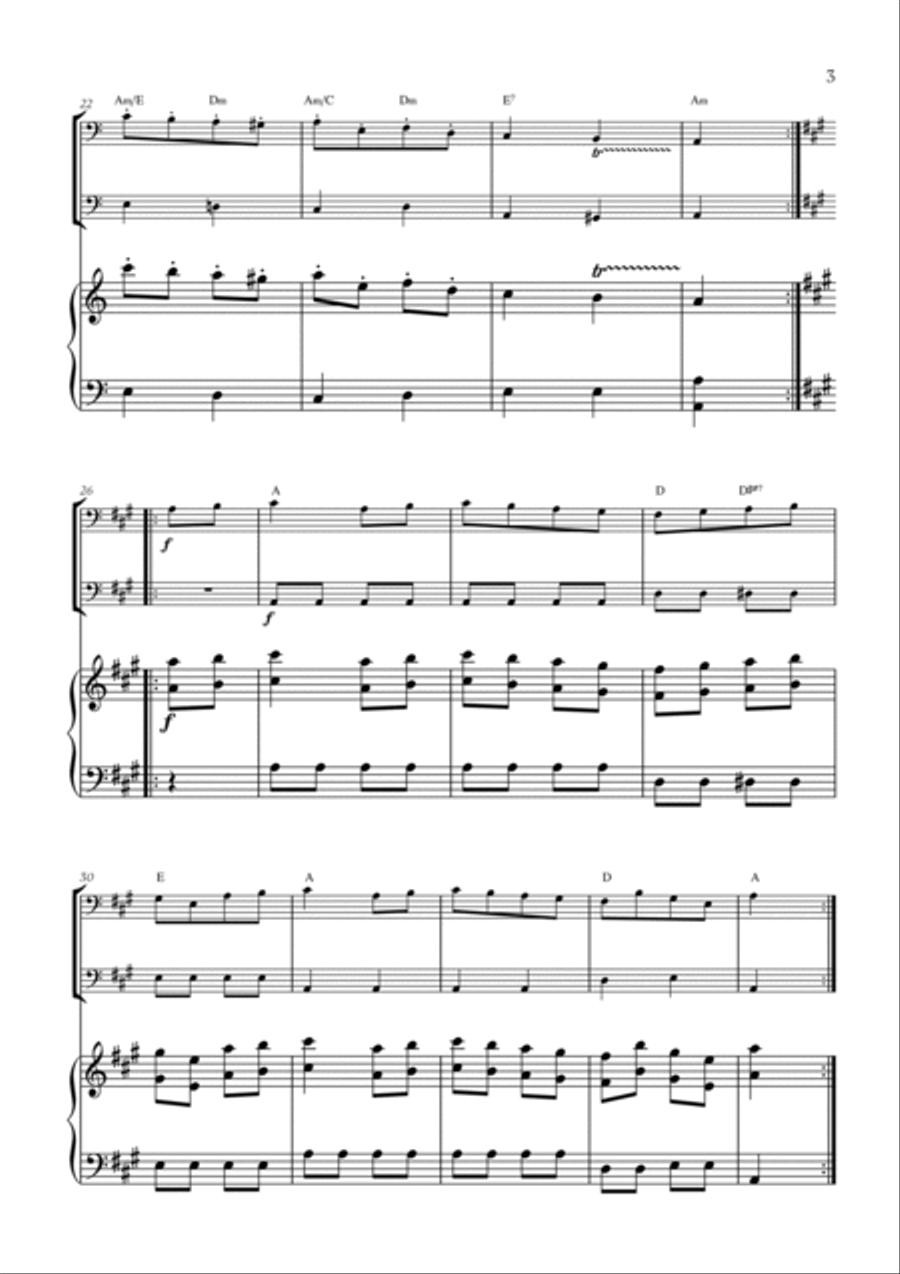 W. A. Mozart - Turkish March (Alla Turca) (with chords) (for Cello and Bassoon) Bassoon scores gallery preview page 3