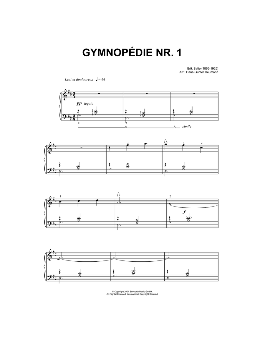 Gymnopedie No. 1 Piano Solo scores gallery preview page 1