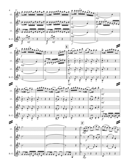 Rimsky-Korsakov – “Procession of Nobles” from Mlada (for Clarinet Quartet) image number null