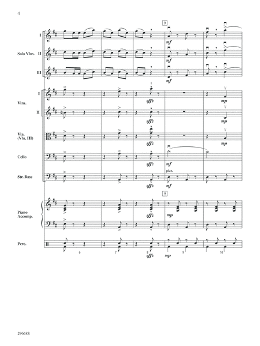Bugler's Holiday for Three Violins and String Orchestra: Score String Orchestra scores gallery preview page 4
