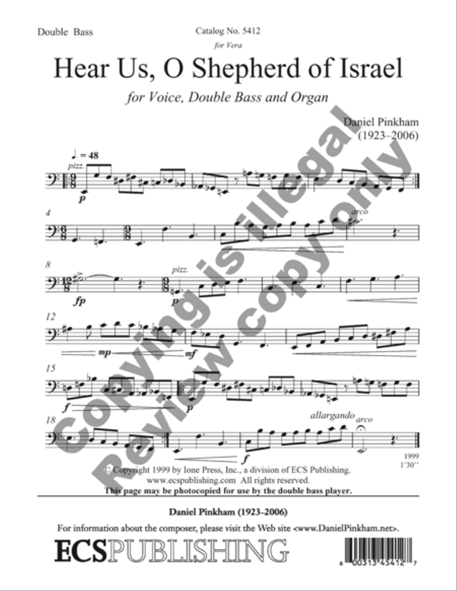 Hear Us, O Shepherd of Israel Double Bass scores gallery preview page 7